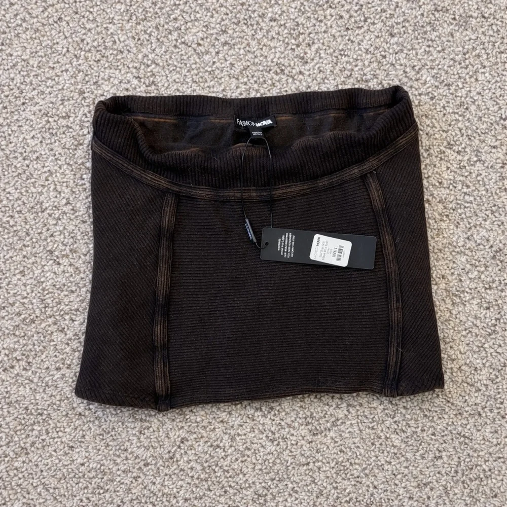 Fashion Nova Still That Girl Ribbed Micro Mini Skirt Black Size L NWT - Picture 3 of 6